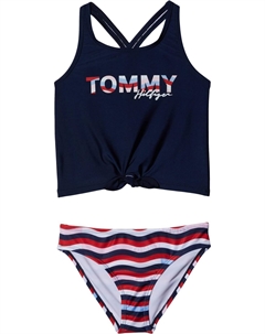 Купальник Kids Wave Print Tankini Two-Piece, цвет Navy Blazer Tommy hilfiger