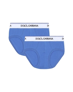 Kids комплект из двух трусов-брифов с логотипом, синий Dolce&gabbana