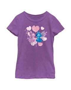 Футболка 's Lilo & Stitch с рисунком «Angel And Stitch Kiss Girls», цвет Purple Berry Disney