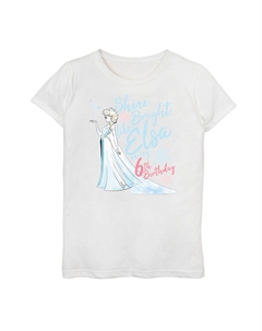 Футболка с рисунком Эльзы на 6-й день рождения для девочек 7–16 лет Disney's Frozen Girls, белый Licensed character