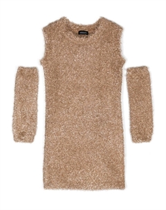 Платье мини с искусственным мехом, золотой Monnalisa