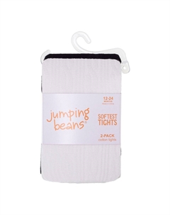 Набор из 2 самых мягких колготок для малышей и девочек (2 года), цвет White Black Jumping beans