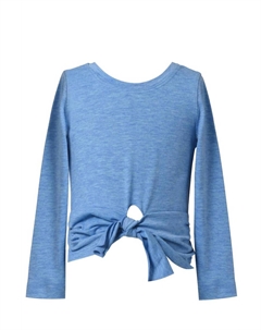Синий однотонный топ с завязкой спереди с длинными рукавами для девочек, синий Baby sara