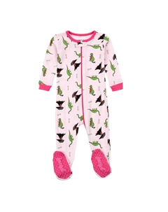 Детская хлопковая пижама с динозавром, розовая Leveret