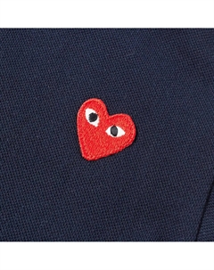 Темно-синяя футболка-поло с сердечками, синий Comme des garcon