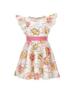 Белое платье с цветочным принтом, белый Monnalisa