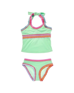 Комплект танкини из 2 предметов с радужной вышивкой, зеленый Pilyq