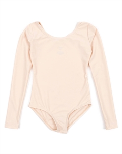 Купальник с длинными рукавами для девочек, классический сплошной цвет, цвет Nude Pink Leveret