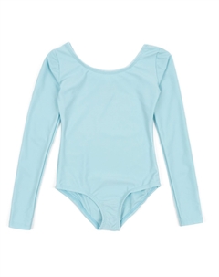 Купальник с длинными рукавами для девочек, классический сплошной цвет, цвет Light Blue Leveret