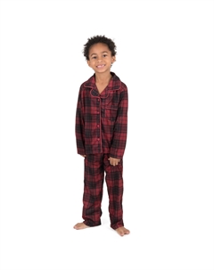Рождественские детские двухкусочные фланелевые пижамы в клетку, цвет Plaid Black & Red Leveret