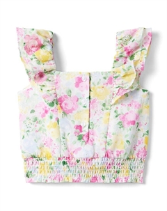 Шифоновый топ с цветочным принтом и присборенной талией, мультиколор Janie and jack