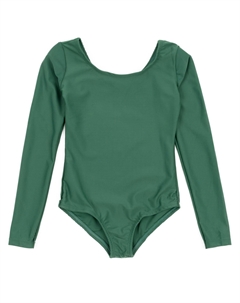 Купальник с длинными рукавами для девочек, классический сплошной цвет, цвет Uniform Green Leveret