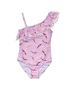 Купальник Diving Diva One с оборками на плечах, розовый Snapper rock