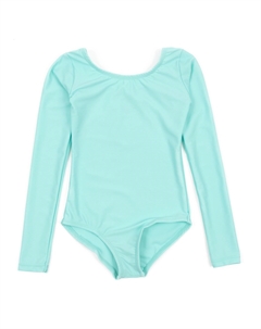 Купальник с длинными рукавами для девочек, классический сплошной цвет, цвет Aqua Leveret