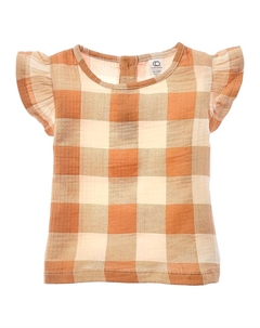 Муслиновая рубашка Greta с развевающимися рукавами из цветного органического материала, коричневый Colored organics