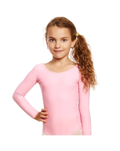 Купальник с длинными рукавами для девочек, классический сплошной цвет, цвет Light Pink Leveret