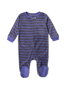 Детская флисовая пижама в полоску, цвет Purple & Gray Leveret