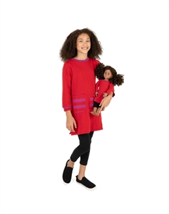 Спортивное платье для девочек и подходящее кукольное платье, красный Leveret