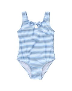 Купальник в полоску с бантом из экологически чистого материала, синий Snapper rock