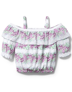 Шифоновый топ с открытыми плечами, мультиколор Janie and jack