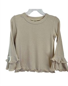 Бежевый вязаный топ с длинными рукавами для девочек, бежевый Ml fashions