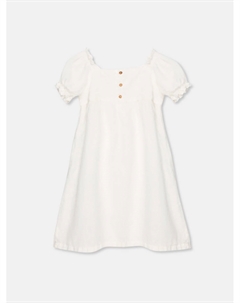 Льняное платье цвета слоновой кости с пышными рукавами для девочек, слоновая кость My little cozmo