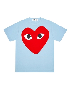 Синяя футболка с красным сердечком, синий Comme des garcon