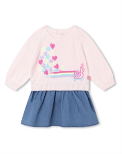 Розовое трикотажное платье с улиткой, розовый Billieblush