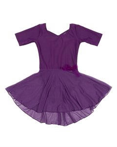 Юбка с короткими рукавами для девочек, классический однотонный купальник, цвет Dark Purple Leveret