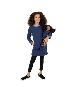 Спортивное платье для девочек и подходящее кукольное платье, темно-синий Leveret