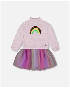 Супермягкое платье-свитшот с юбкой из радужного тюля Deux par deux