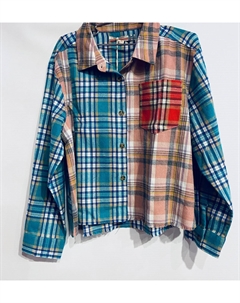 Синяя рубашка в клетку для девочек, синий Vintage havana