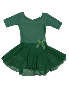 Юбка с короткими рукавами для девочек, классический однотонный купальник, цвет Uniform Green Leveret