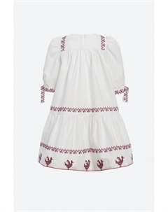 Темно-серое платье с объемными рукавами и вышивкой Beena для девочек Sea