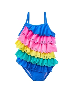 Цельный купальник с цветными блоками и рюшами, мультиколор Flapdoodles