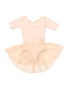 Юбка с короткими рукавами для девочек, классический однотонный купальник, цвет Nude Pink Leveret