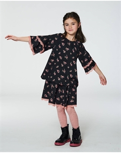 Юбка-клеш из вискозы с принтом и цветами, черная, цвет Black Printed Flowers Deux par deux