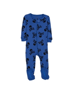 Детские хлопковые пижамы с синими черепами Leveret