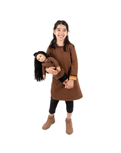 Спортивное платье для девочек и подходящее кукольное платье, коричневый Leveret