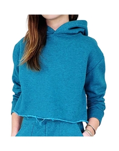 Синий вязаный укороченный худи Girl, синий Tractr