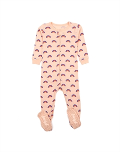 Детская хлопковая пижама на ножках Радуга Персик Leveret