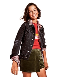 Асимметричная вельветовая юбка на пуговицах для девочек оливкового цвета, оливковый Tractr