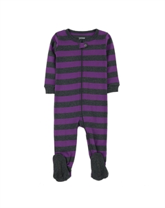Детские хлопковые пижамы в полоску для девочек, цвет Purple & Dark Gray Leveret