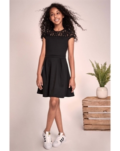 Платье с кружевной кокеткой, черный Lipsy