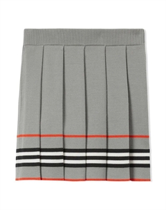 Серая шерстяная трикотажная юбка в полоску Icon Stripe, серый Burberry