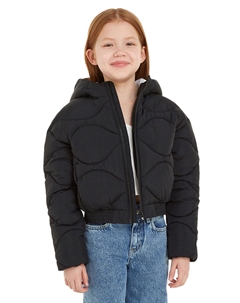 Пуховик piumino cropped trapuntato, черный Calvin klein