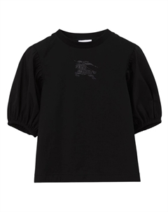 Черная хлопковая футболка EKD с пышными рукавами, черный Burberry