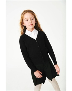 Школьный кардиган с высоким содержанием хлопка и V-образным вырезом, черный Next