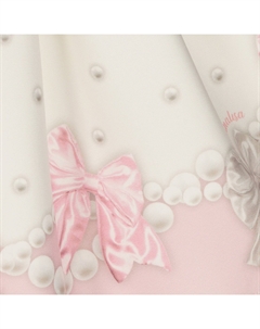 Платье с бантом цвета слоновой кости и розового жемчуга, белый Monnalisa