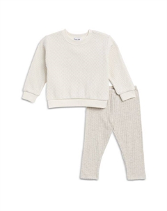 Комплект из топа и брюк из велюра с шевронным узором для девочек - для малышей, белый Splendid